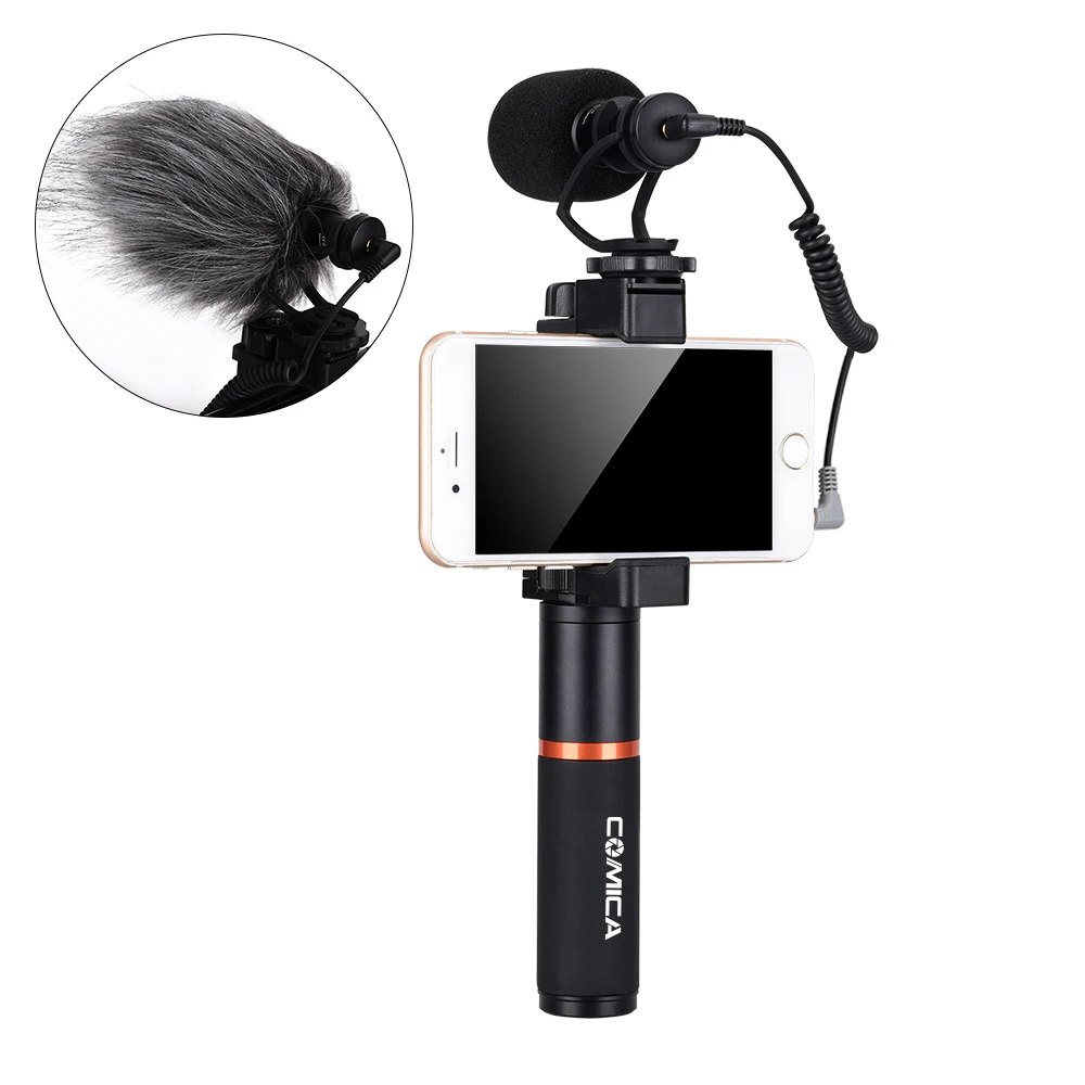  COMICA CVM-VM10 Video Kit w Condenser Microphone LED Light Shock-Mount Grip Video Shooting Gear for