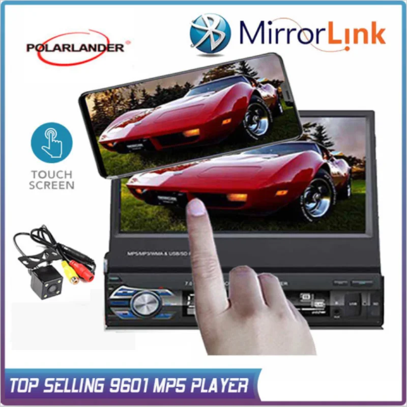  1 Din Auto Lettore Mp4 Mp5 Stereo Vedio Auto Audio Radio 'Hd Schermo a Scomparsa Tocco Specchio Aut