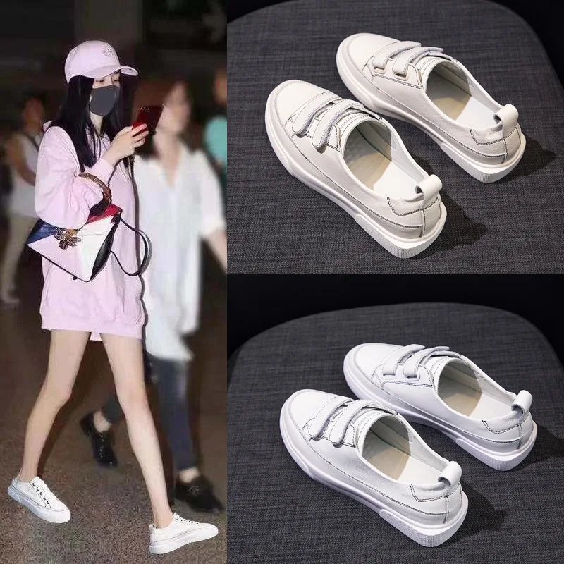 

2019 Casual flat white shoes women's wild lace-up shoes 2019 new low-cut base shoes JIANG