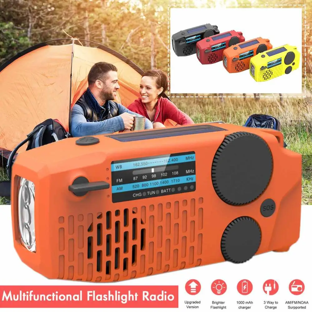 

Protable NOAA Radio Emergency Hand Crank Generator Solar AM/FM/WB Radio Flashlight Charger Waterproof Emergency Survival Tools
