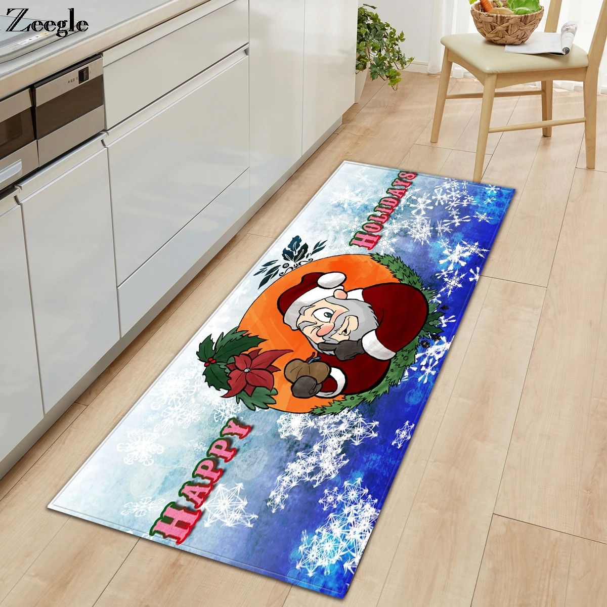 Zeegle Christmas Carpet Anti Slip Kitchen Floor Rug Long Rectangle Living Room Carpet Hallway Rug Bathroom Doormat Outdoor Rug