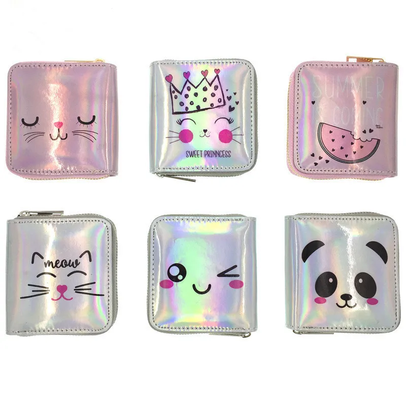 

New zipper card holder bright fashion folder purse full version color printing PU travel ID credite card cover bag wholesale