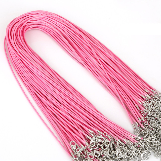 1.5/2mm Cotton Waxed Cord Adjustable Braided Rope String Necklace Chain with Lobster Clasp DIY Jewelry Making Handmade