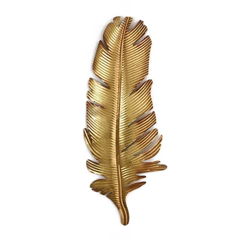 

Sales Gold Wrought Iron Feather Palm Tree Leaf Wall Decoration Three-dimensional Porch Wall Hanging Home Decor Living Room R1343
