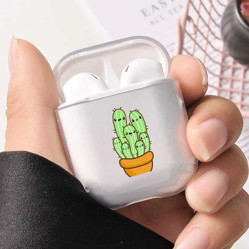 Прозрачный чехол для Apple Airpods 2 1 креативный s AirPods сумки с принтом кактуса защитный