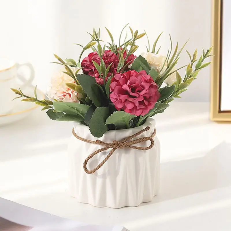 Artificial Spring Hydrangea Potted Plants Flower Stage Props Wedding Home Decor