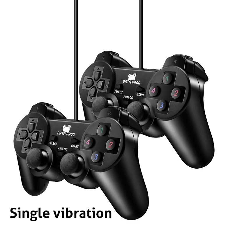 black 2pcs Вибрация Джойстик проводной usb-контроллер ПК для компьютера, ноутбука, для WinXP/Win7/Win8/Win10 для Vista черный геймпад - Цвет: black 2pcs