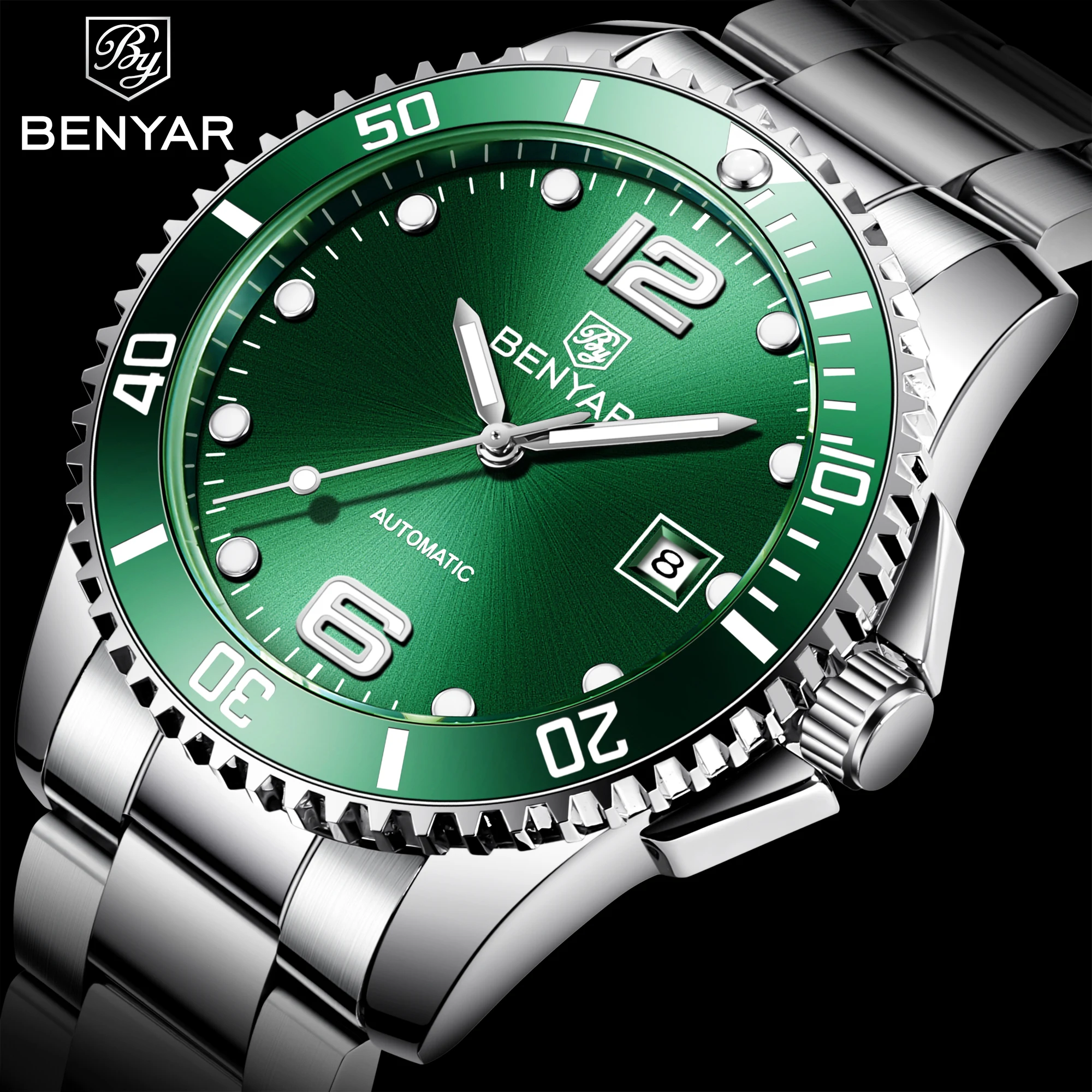 BENYAR 2021 New Mechanical Wristwatch Stainless Steel Waterproof Luxury Watches Casual Fashion Automatic Watch for Men reloj