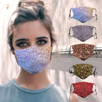 

2020 Fashion Bling Colorful Crystal Cover Face Jewelry Cosplay Face Mask Decor Shiny Rhinestone Party Gift