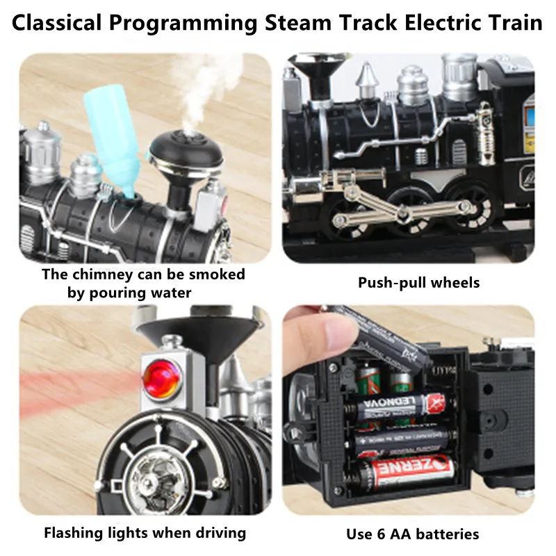 Puzzle Teaching Simulation RC Train 80CM Body 206CM Track Water Smoking Programming DIY Classical STEAM Remote Control Train images - 6