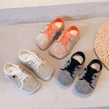 

Fashion Bling Glitter Shoes Kids 2020 New Toddker Girl Sneakers Little Girl Rhinestone Sneaker Children Girl Casual Shoes D06303