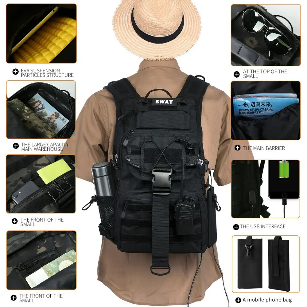  Military tactical backpack men's military camouflage bag outdoor hunting camping bag hiking mountai