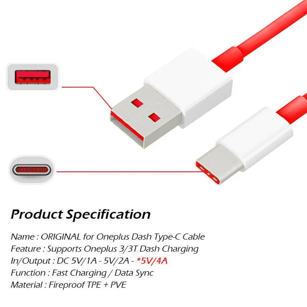 Для Oneplus 6 Dash Кабель Usb 3,1 type C кабель для Oneplus 6 6T 3t 5 5T 5V 4A Быстрый 1 м кабель для зарядки и передачи данных