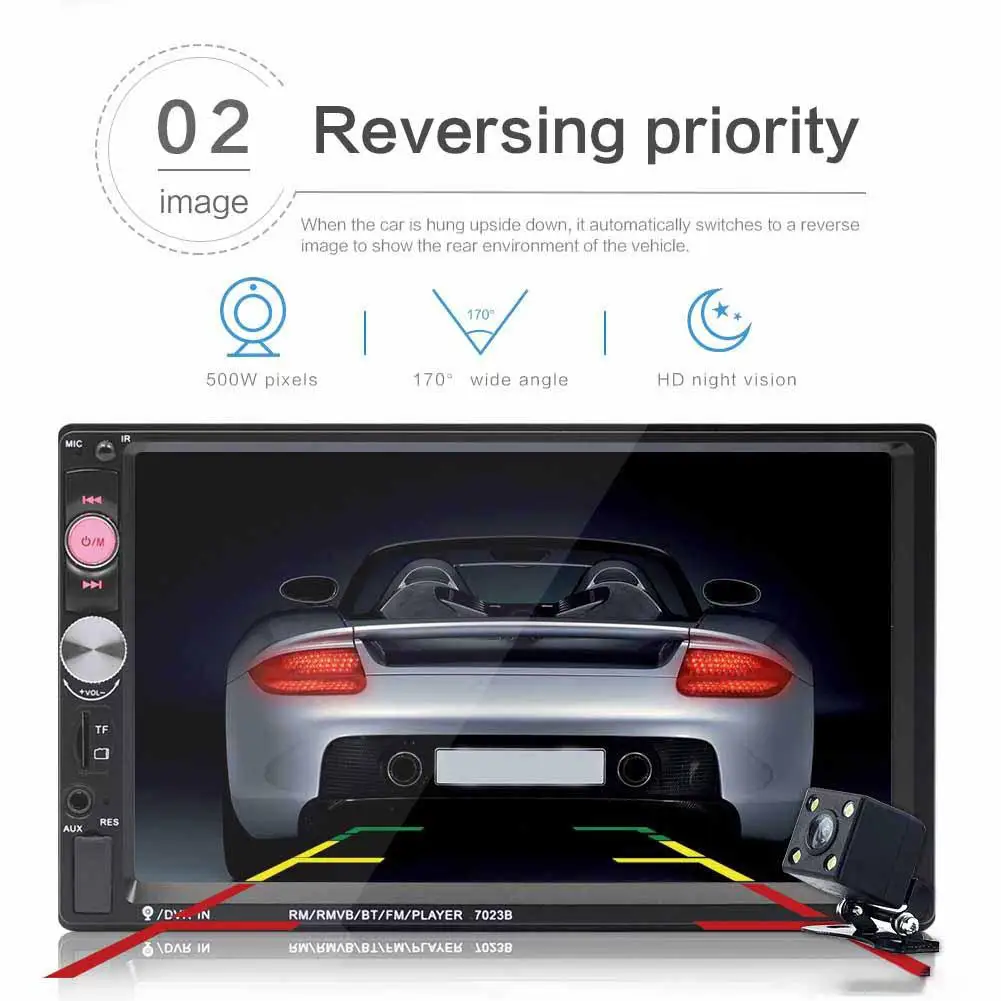 Универсальный Автомобильный мультимедийный плеер 2din, автомагнитола, стерео, 7 дюймов, сенсорный экран, видео, MP5 плеер, автомагнитола, резервная камера