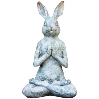 

Meditation Yoga Rabbit Statue Collectable Exquisite Small Statues Home Office Desk Decoration Ornament Toy Gift