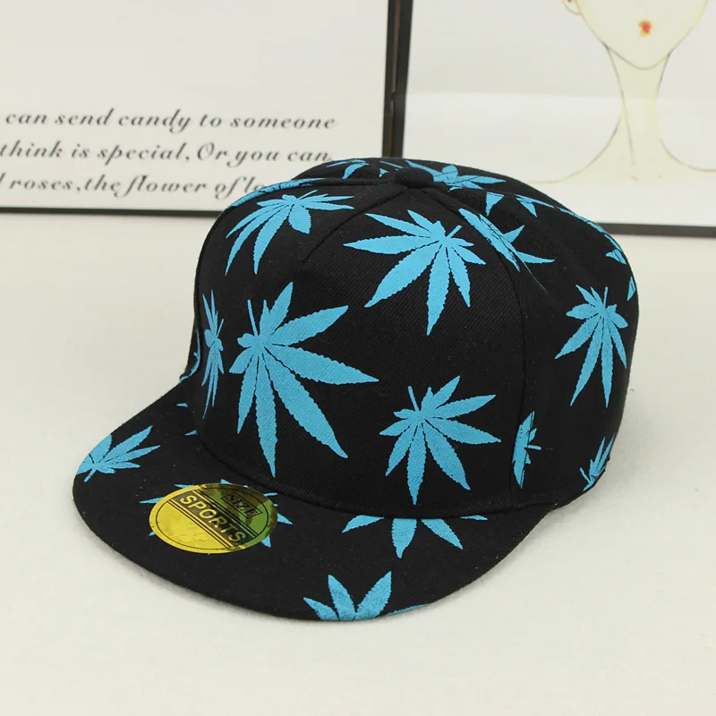 Новая мода вышивка лист белая кепка сорняки Snapback Головные уборы для мужчин и женщин хлопок хип-хоп облегающая Бейсболка подарок на день рождения - Цвет: Blue