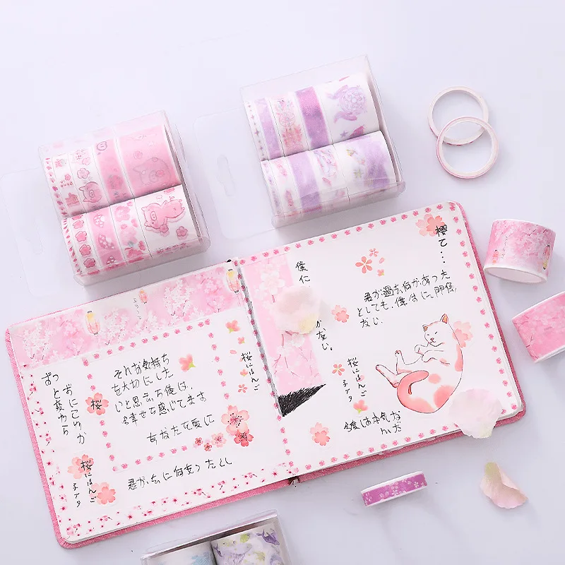 

10pcs Color Paper Tape Gift Box Set Hand Account Material Sticker Tool Diy Decorative Paper Tape Washi Stickers Scrapbooking