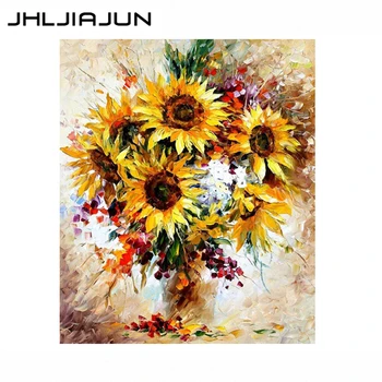 

JHLJIAJUN painting by numbers Yellow sunflower DIY digital oil painting art picture drawing canvas modern home decoration