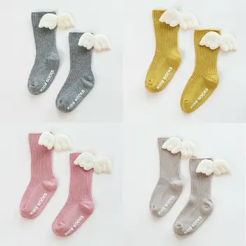

Fashion Toddler Baby Girls Socks Casual Cotton Long Socks Knee High Wing for 0-5 Years