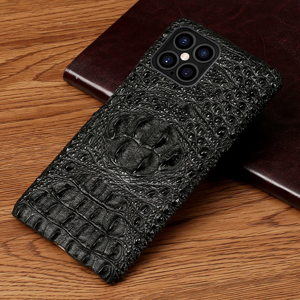 Genuine Leather Luxury 3d Crocodile Head Phone Case For Iphone 12 Pro Max 12 Max 11 Pro Max X Xr Xs Max 5s 6 6s 7 8 Plus Se 2020