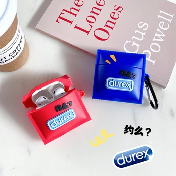 

3D Funny Dosex Condom Headphone Case For Apple Airpods Pro red blue Bluetooth Wireless Headset Box Cover For Airpods 1 2 coque
