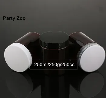 

144 X 250ML Amber Cosmetic Eye Gel Container 250cc Tall Brown Upscale Tea Storage Jar Can Wholesale