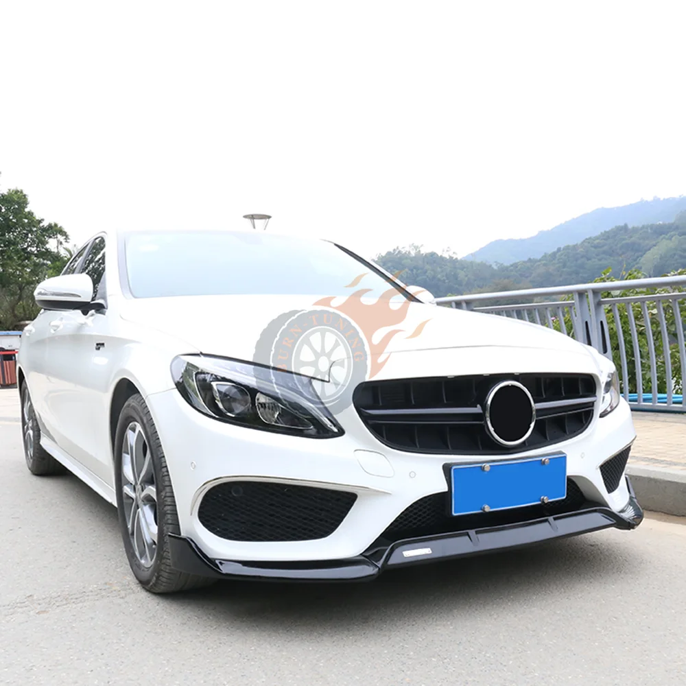 3 шт передний бампер для Mercedes W205 C Класс C200- дополнительная защита Спорт издание углеродное волокно вид ABS передний бампер