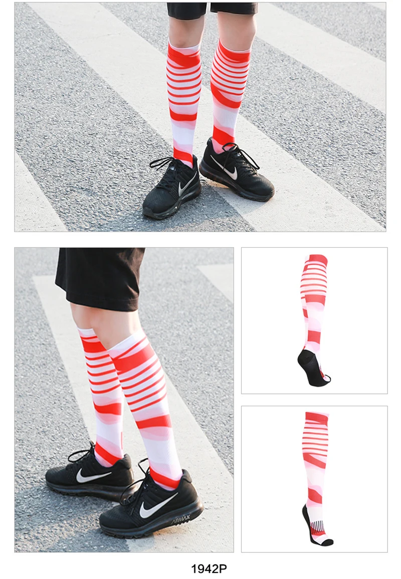 Новинка, модные Компрессионные носки для женщин и мужчин, 4 цвета, нейлон, дышащие, впитывающие влагу, для спорта, футбола, фитнеса, носки для бега и велоспорта