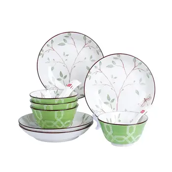 

Adeeing 12pcs/set Ceramic Tableware Set Delicate Kitchen Dinnerware Floral Design Stylish Bowls Plates Spoons