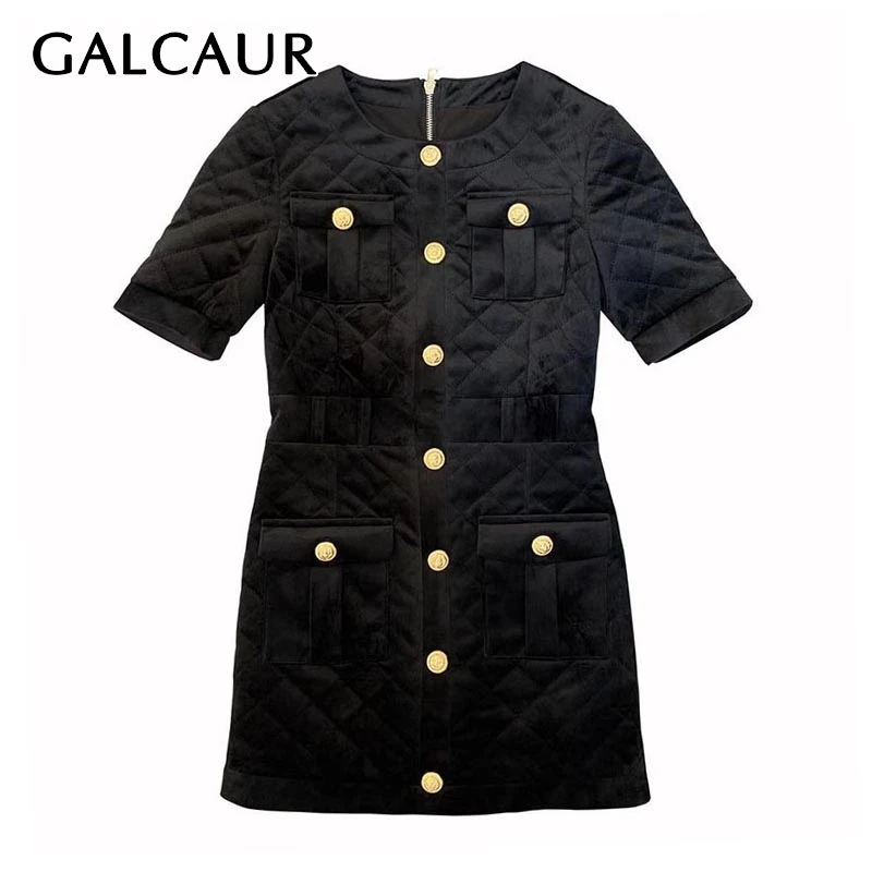 GALCAUR, корейское, плюс вельветовое, плотное платье для женщин, о-образный вырез, короткий рукав, высокая талия, мини платья, женская весенняя одежда, новая мода