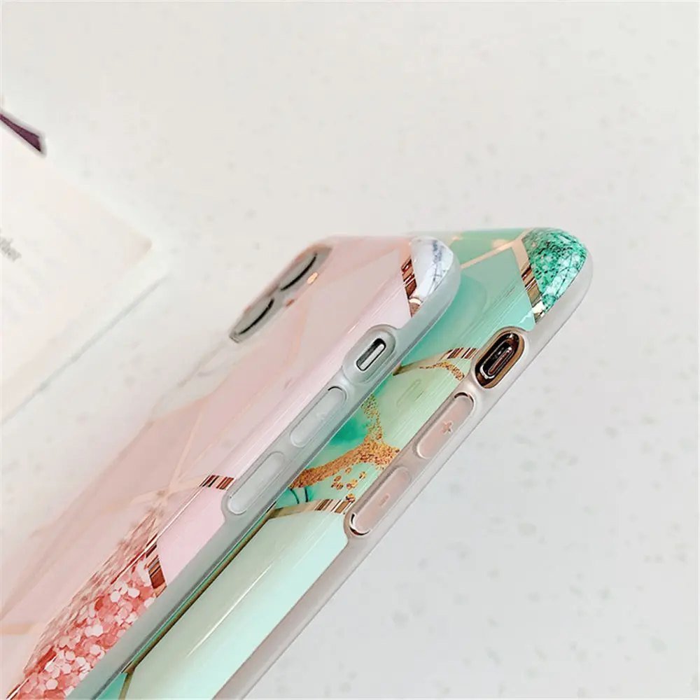 Lovebay Геометрическая мраморная текстура чехол для iPhone 7 8 6 6s Plus X XR XS Max 11 Pro чехлы для телефонов покрытие мягкий IMD задняя крышка