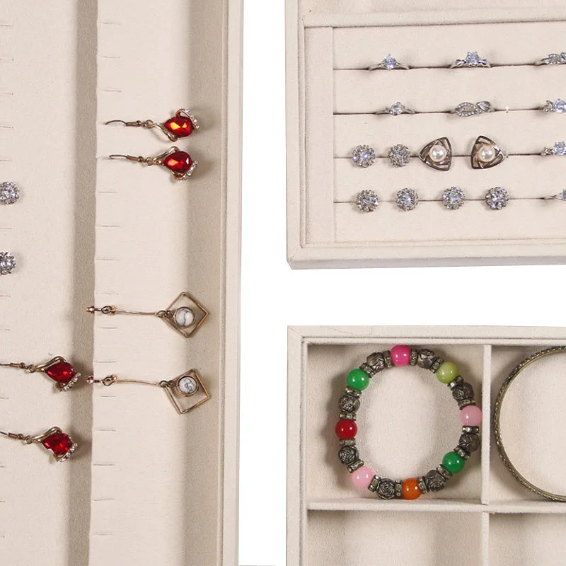 2020 Suede Nap Fabric Velvet Back Jewelry Box Ring Necklace Pendant Bracelet Earring Organizer Tray Stuff Jewellery Storage Box