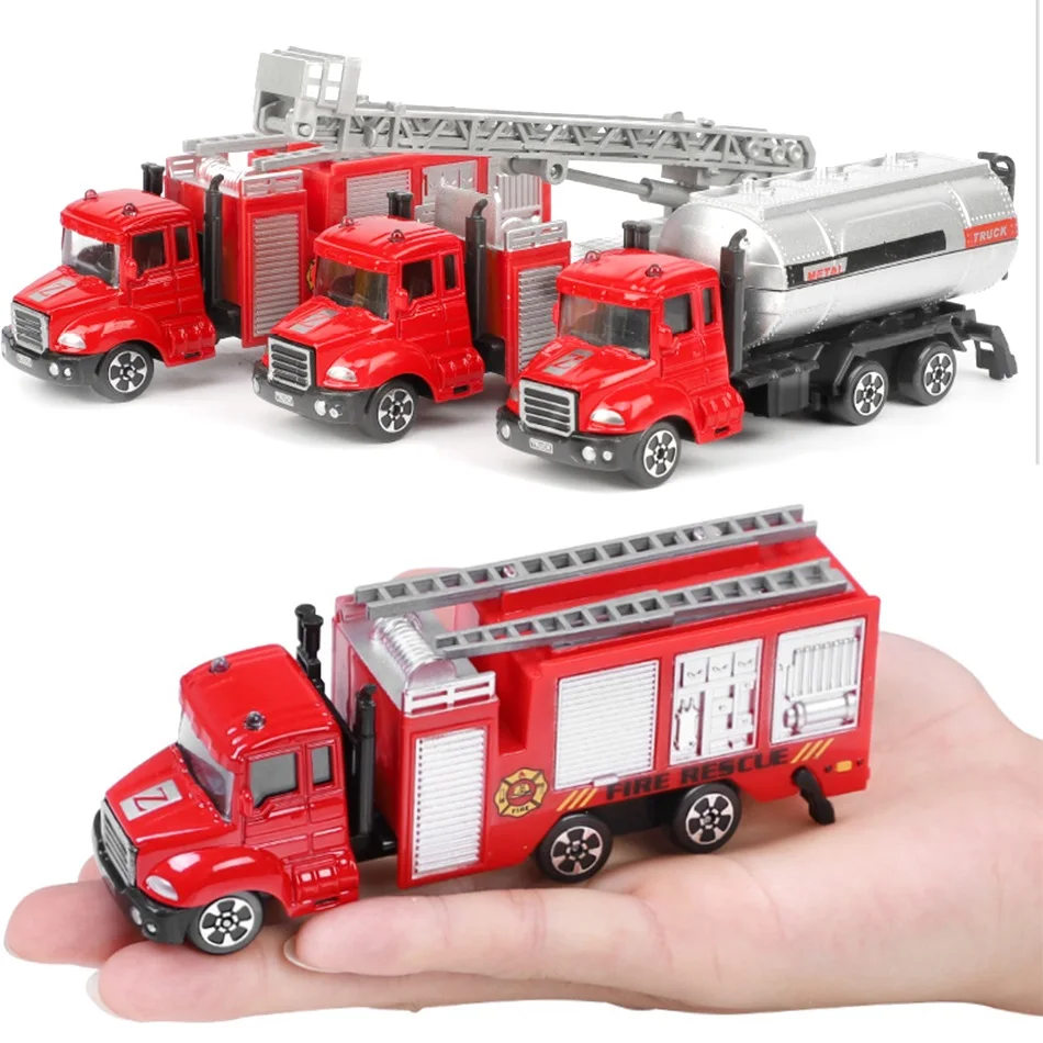 

1:64 Alloy Toy Vehicle for Boy Mini Digger Mixer Fire Trucks Cargo Car Rubbish Collector Models Children Construction Collection