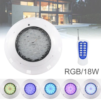 

IP68 18W AC12V LED RGB Black Base Submersible Light UnderWater Multi-Color Spotlight with Remote Controller for Swimming Pools