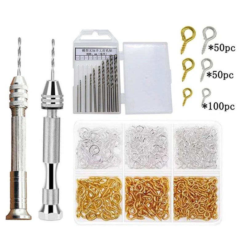 

Precision Hand Drill Tool Set For Resin Casting Mold With Pin Vise, Twist Drill Bits(0.8-3mm), Screw Eye Pins DIY Amber Jewelry