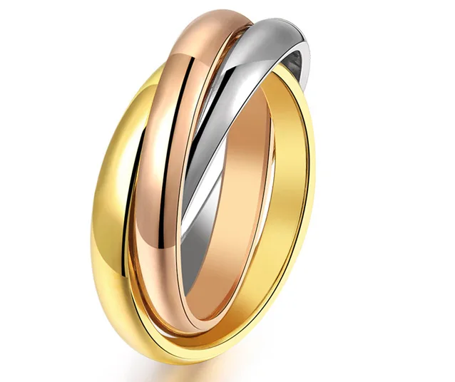 Трициклическое триколорное кольцо титановое стальное кольцо Горячая Распродажа кольца для влюбленных