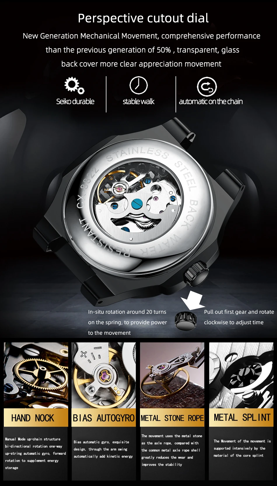 CHENXI Men's Watches Automatic Mechanical Watch Luxury Brand Waterproof Men Wrist Watch Quartz Sports Clock Relogio Masculino