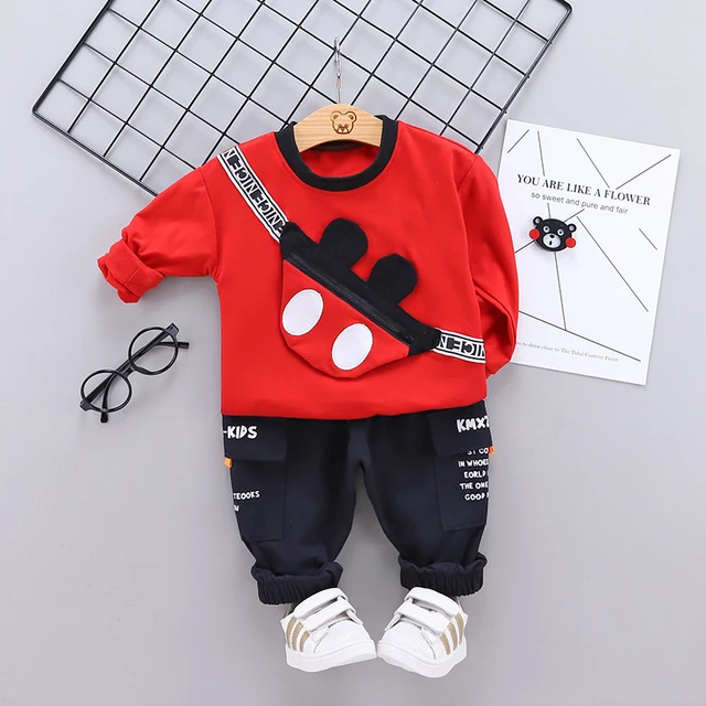 Fashion Spring Autumn Baby Girl Clothes Children Boys Casual Letter Jacket Pants 2Pcs/set Toddler Cotton Costume Kids Tracksuits LSBBbeibaoF Red