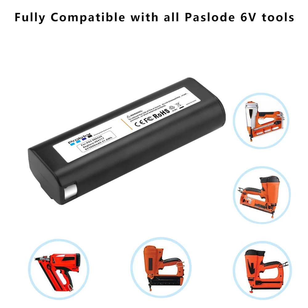 Ni-mh Bateria Compatível com Paslode 404717 B20544e B20720 Bcpas404717 404400 900400 900420 900600 901000 902000 6v 3600mah - Image 2