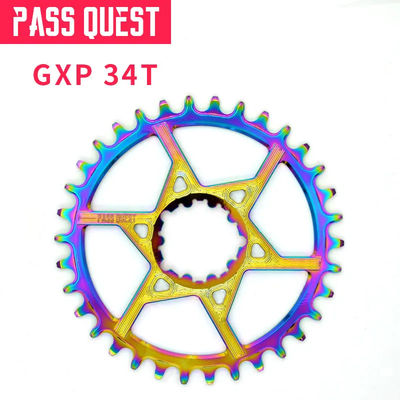 Pass Quest MTB узкая широкая велосипедная Звездочка GXP с титановым покрытием 0 мм смещение 32 T-42 T для gX XX1 eagle X01 X1 шатун - Цвет: 34T