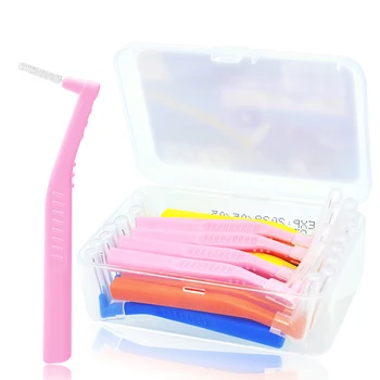 

20pcs 0.6-1.5mm L shape Interdental brush with box orthodontic dental tool teeth cleaning toothpick oral hygiene dental flosser