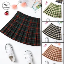 Высококачественная школьная форма юбка модная клетчатая короткая юбка женские плиссированные юбки Повседневная японская опрятная мини-юбка красная с высокой талией