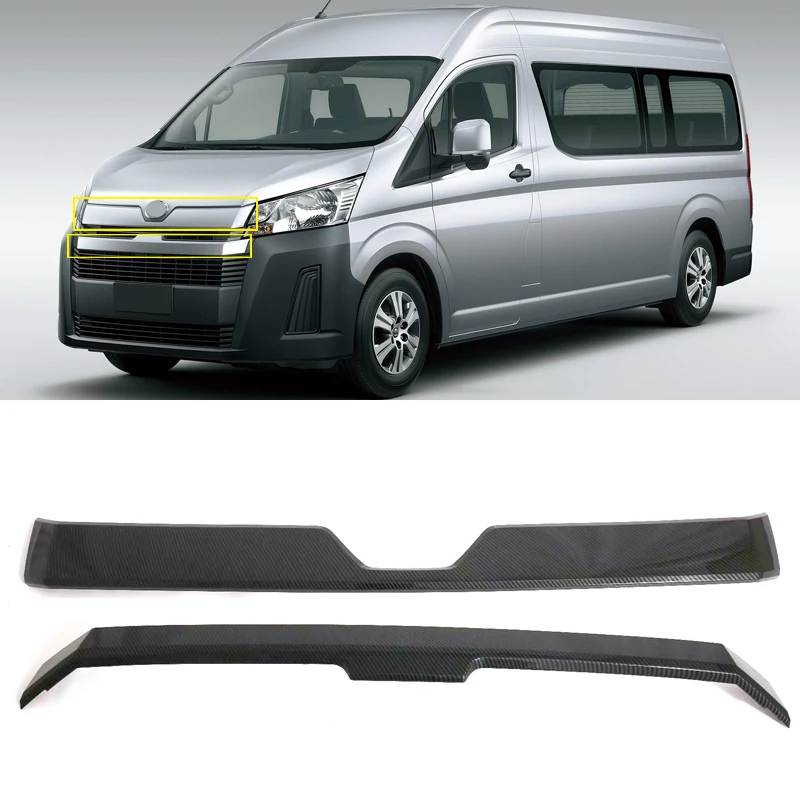 

Fit For Toyota HiAce Six Gen H300 2019 2020 Car Styling Front Upper&Bottom Grille Cover Strip Decor Trim 2pcs Auto Accessories