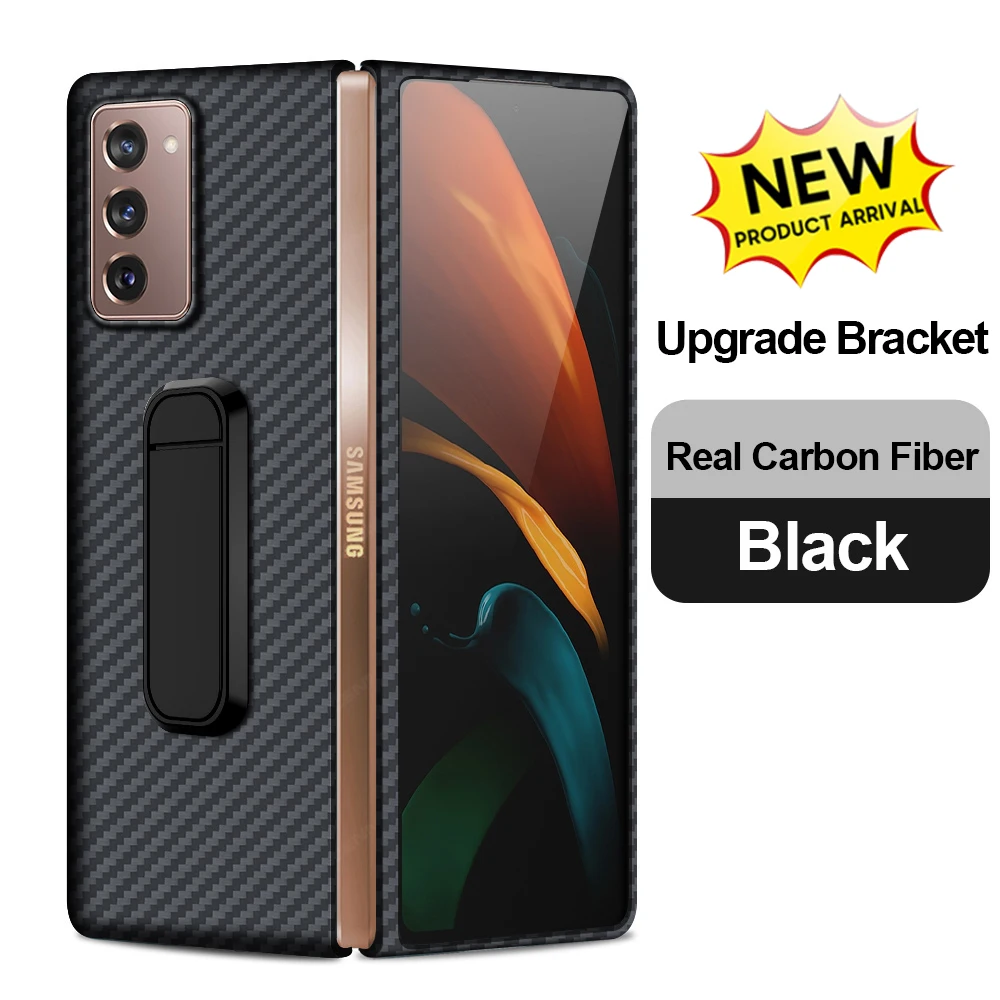 For Samsung Galaxy Z Fold 2 5G Case CENMASO Original Ultra Thin Real Carbon Holder Stand Back Bumper Cover For Samsung Z Fold2