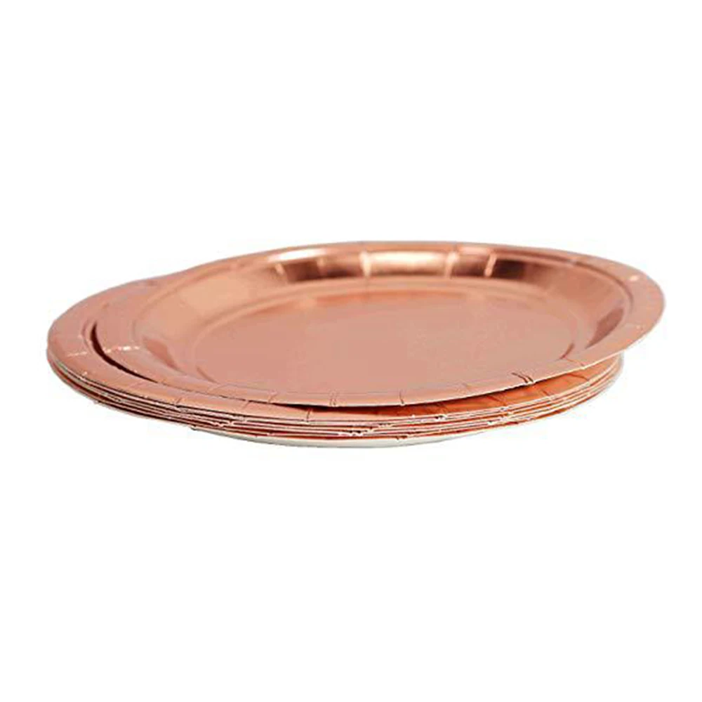 Розовое золото одноразовые наборы посуды стакан тарелки салфетка солома столовая посуда для украшения на свадьбу на день рождения вечерние принадлежности