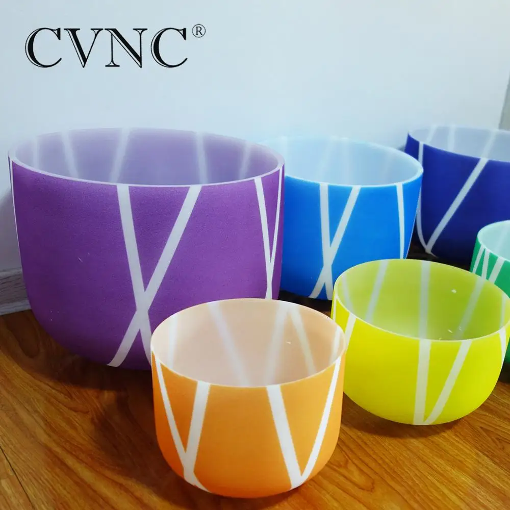 CVNC "-14" чакра настроенный Набор из 7 матовых цветных полос кристалл поющие чаши для звуковой терапии