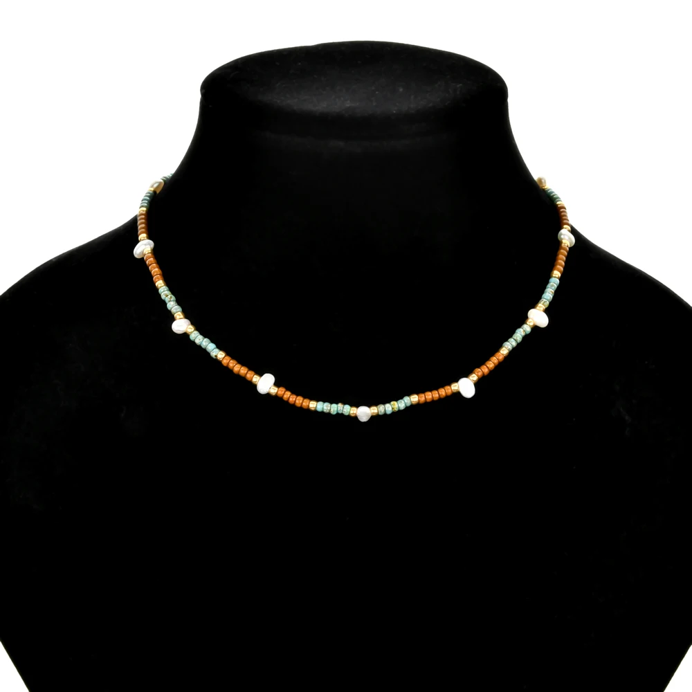 ZMZY Boho Cute Pearl Choker Necklace Women Jewelry Collares Miyuki Glass Beads Fashion Necklace Femme Stainless Steel Chain - Image 6