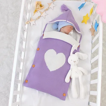 

Love Baby Sleeping Bags Envelopes for Stroller Bedding Swaddle Wrap Sleep Sack Newborn Infan Kids Knitted Accessories Blanket