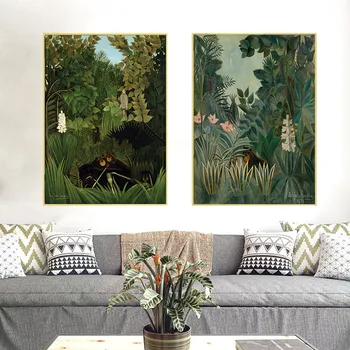 

Wall Art Rousseau Landscape Canvas Poster Prints Modern Forest Painting Study Room Decoration Living Room Pictures