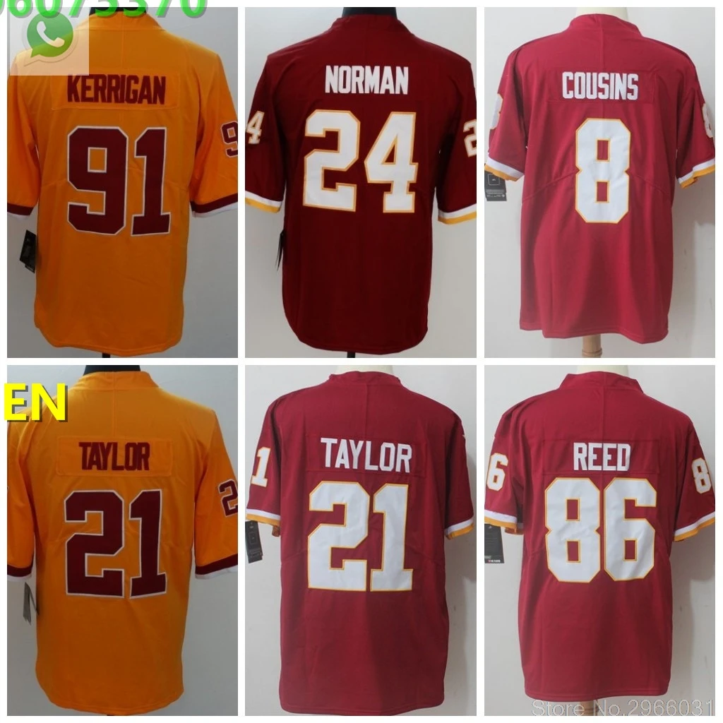 

2018 Free shipping Mens adults Jersey 8 Kirk Cousins 21 Sean Taylor 24 Josh Norman 86 Jordan Reed 91 ryan kerrigan Chiefs